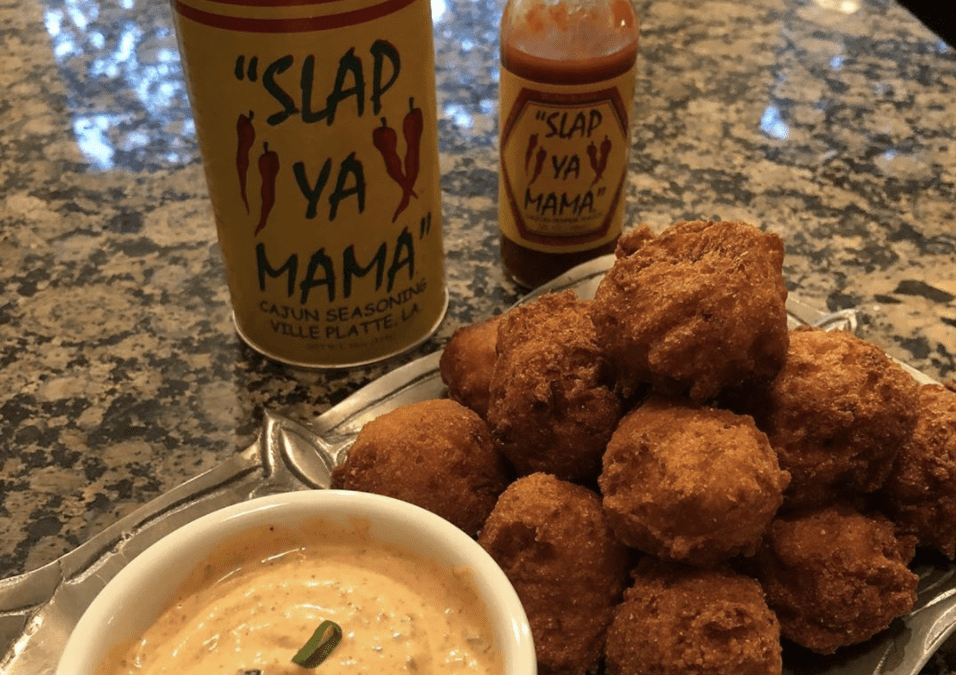 Slap Ya Mama Shrimp Hushpuppies with Shut Ya Up Sauce